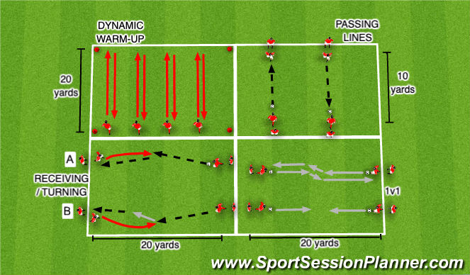 Football/Soccer Session Plan Drill (Colour): Warm-Up