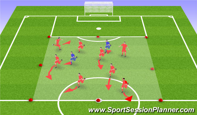 Football/Soccer Session Plan Drill (Colour): Warm-up: Freeze Tag