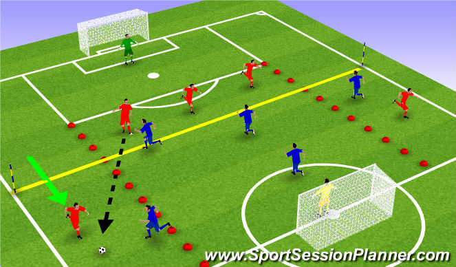 Football/Soccer Session Plan Drill (Colour): Out of possesion, recover shape match