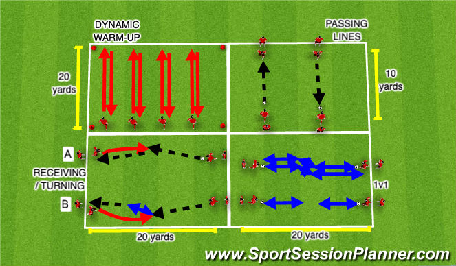 Football/Soccer Session Plan Drill (Colour): Warm-Up