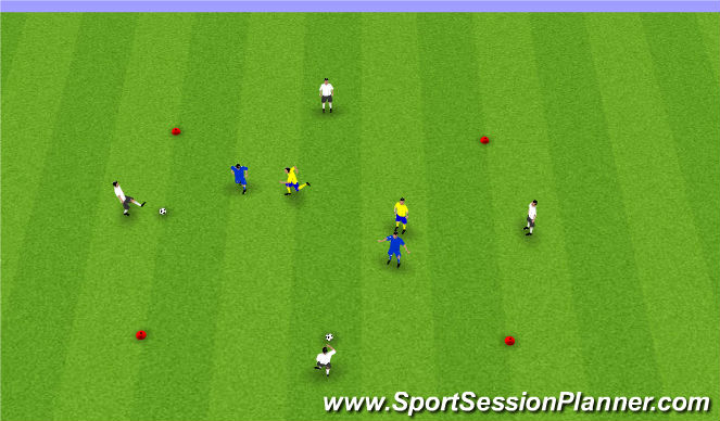 Football/Soccer Session Plan Drill (Colour): 2v2x2+4