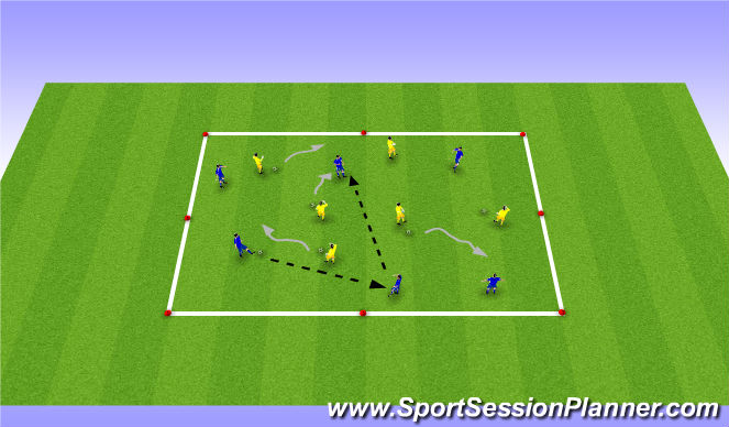 Football/Soccer Session Plan Drill (Colour): Dribbling/Passing Warm up