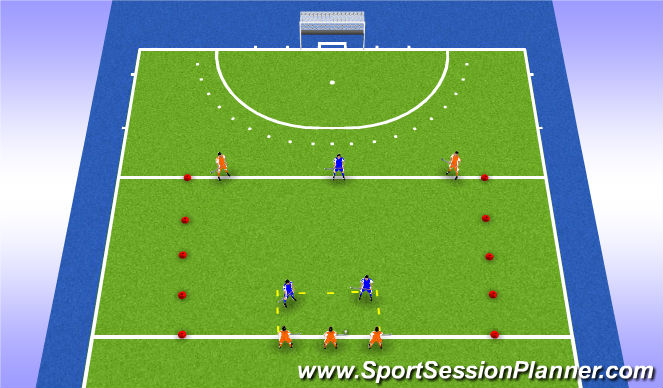 Hockey Session Plan Drill (Colour): Turnover into attack