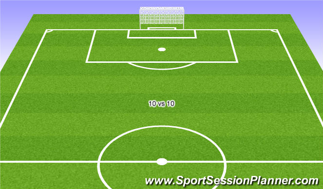 Football/Soccer Session Plan Drill (Colour): 10 vs 10