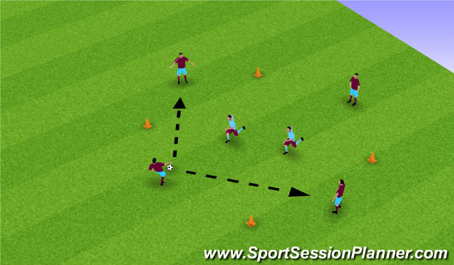 Football/Soccer Session Plan Drill (Colour): Rondo 4 vs 2
