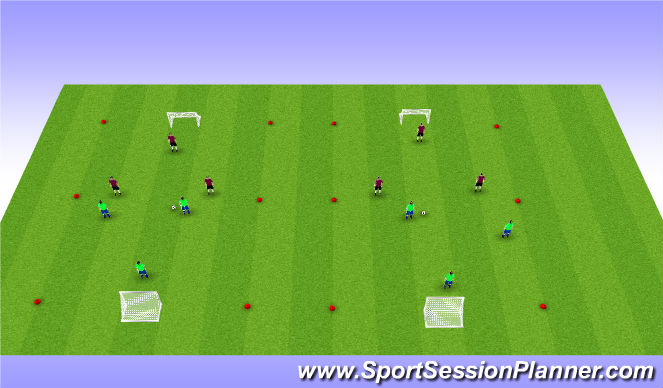 Football/Soccer Session Plan Drill (Colour): 3v3