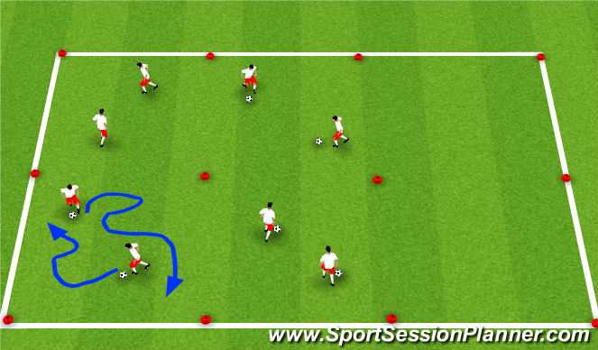 Football/Soccer Session Plan Drill (Colour): 1v1 Dribble
