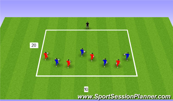 Football/Soccer Session Plan Drill (Colour): Dribbling Option 1