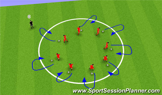 Football/Soccer Session Plan Drill (Colour): 練習熱身 盤球(3mins)