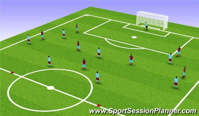 Football/Soccer Session Plan Drill (Colour): Uppspæl undir høgum trýsti