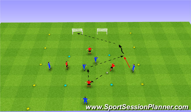 Football/Soccer Session Plan Drill (Colour): Rondo: 4v2 with Transition to 5v4
