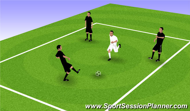 Football/Soccer Session Plan Drill (Colour): Warm Up - 3v1