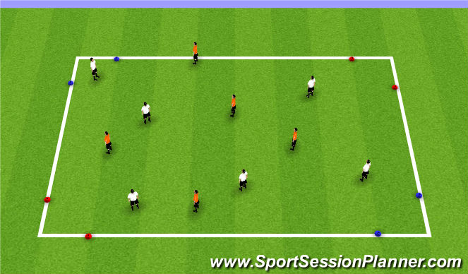 Football/Soccer Session Plan Drill (Colour): Possesion transfer game corners