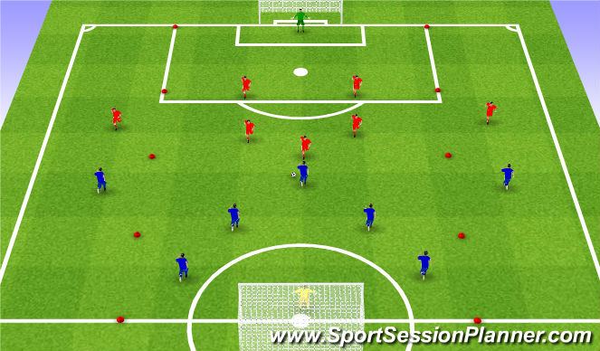 Football/Soccer Session Plan Drill (Colour): 小型比賽8V8:盤球過人主題