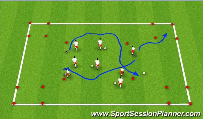 Football/Soccer Session Plan Drill (Colour): Dribble and movement