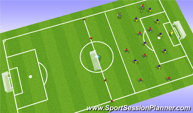 Football/Soccer Session Plan Drill (Colour): Practice : Less Challenging : 8v8