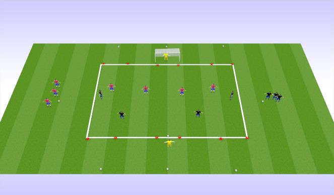 Football/Soccer Session Plan Drill (Colour): Playing Activity 4v4 + GKs