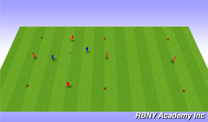 Football/Soccer Session Plan Drill (Colour): 4v2 + 1 Transitional Rondo