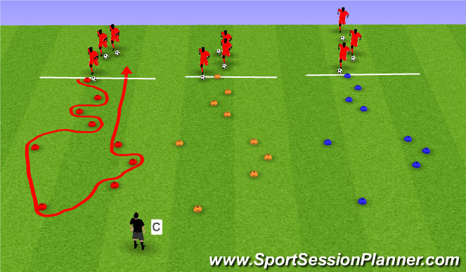 Football/Soccer Session Plan Drill (Colour): Dribbling Race