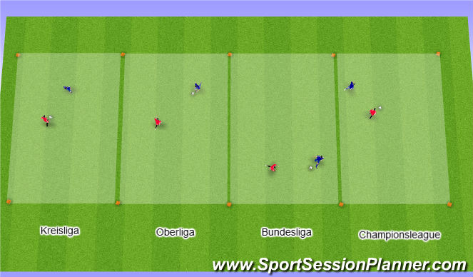Football/Soccer Session Plan Drill (Colour): Championsleague - 1 gg 1 dribbeln