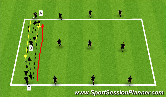 Football/Soccer Session Plan Drill (Colour): Warm Up dribble-pass