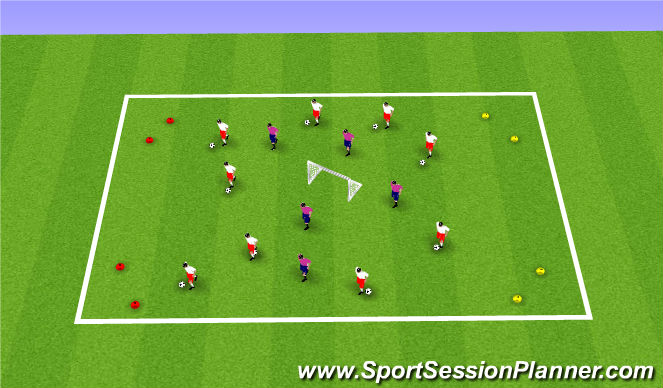 Football/Soccer Session Plan Drill (Colour): Dribbling Possession and transition