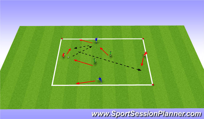 Football/Soccer Session Plan Drill (Colour): Short suport and depth suport 1