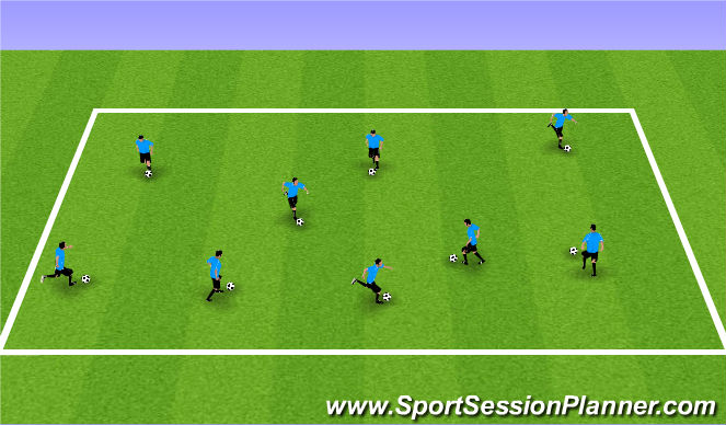 Football/Soccer Session Plan Drill (Colour): Dribbling Repetitions