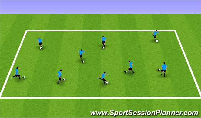 Football/Soccer Session Plan Drill (Colour): Dribbling Repetitions