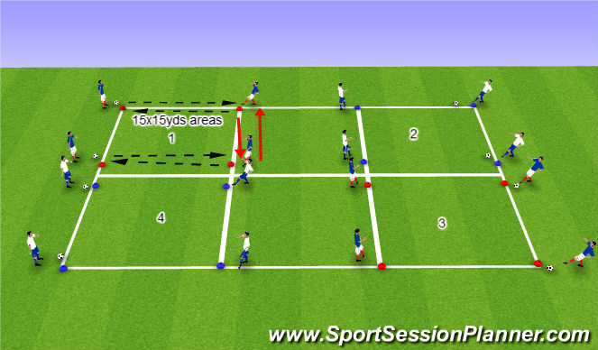 Football/Soccer Session Plan Drill (Colour): pass - move - work rate.