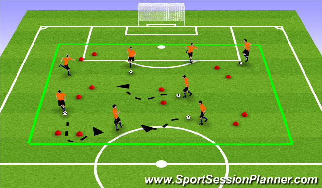 Football/Soccer Session Plan Drill (Colour): warm up phase 1