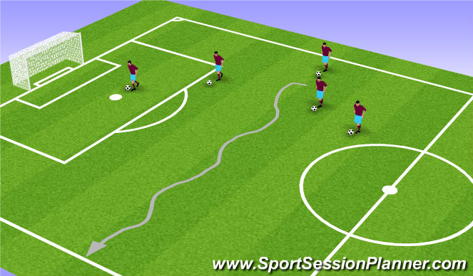 Football/Soccer Session Plan Drill (Colour): 4. Dribbla yvirum