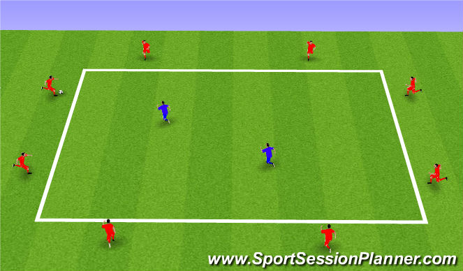 Football/Soccer Session Plan Drill (Colour): Rondo control/pase