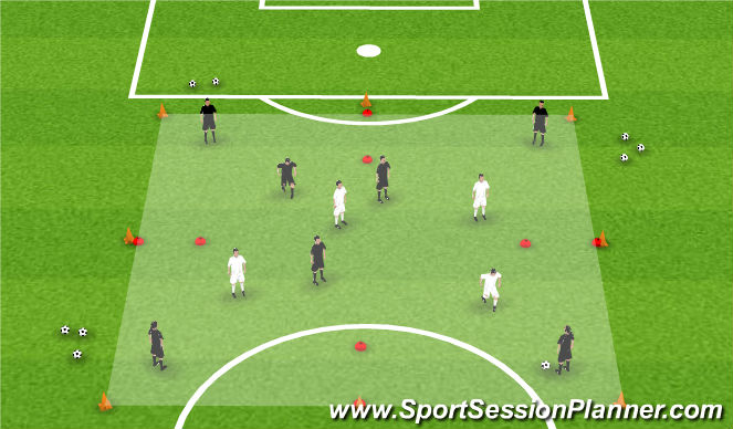 Football/Soccer Session Plan Drill (Colour): Global #1: 7v4 Through Gates