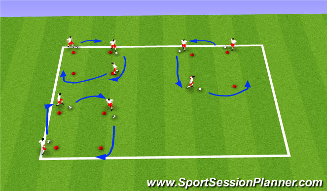 Football/Soccer Session Plan Drill (Colour): Warmup-Dribbling at pace