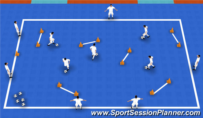 Futsal Session Plan Drill (Colour): Conducción reto goles