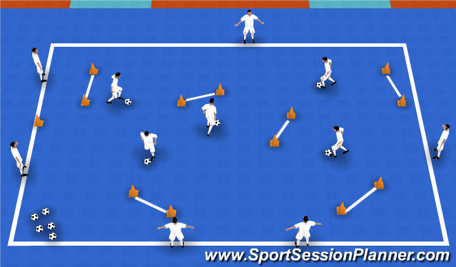 Futsal Session Plan Drill (Colour): Conducción reto goles