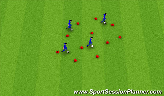 Football/Soccer Session Plan Drill (Colour): Dribbling