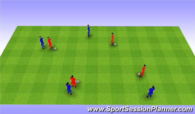 Football/Soccer Session Plan Drill (Colour): 1v1 tag and keeping possession. 1v1 ganianego i na utrzymanie.