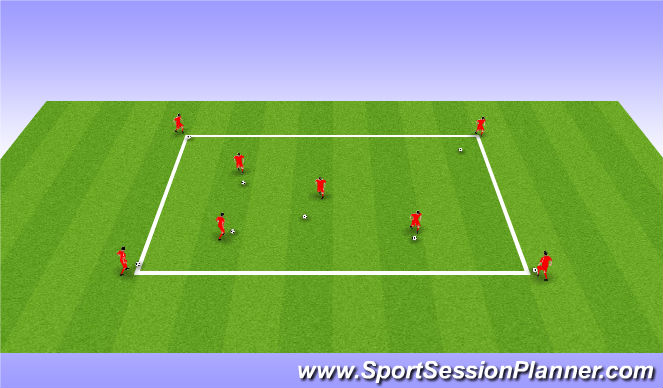 Football/Soccer Session Plan Drill (Colour): Juggling and dribbling warmup