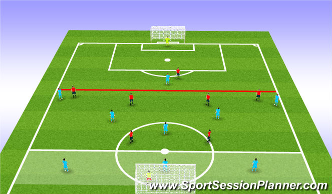 Football/Soccer Session Plan Drill (Colour): 9v7+GK