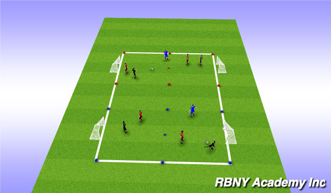 Football/Soccer Session Plan Drill (Colour): SSG - 3v2