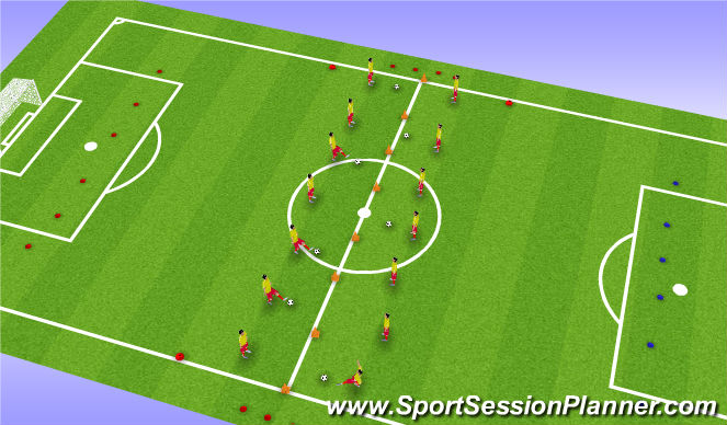 Football/Soccer Session Plan Drill (Colour): Passing & Speed Warm Up