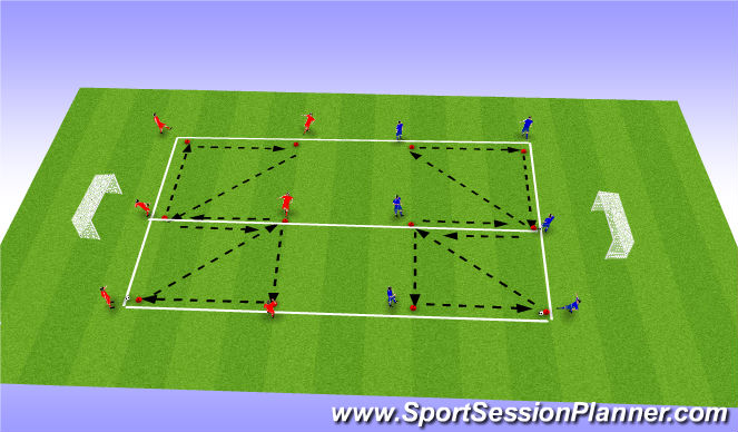 Football/Soccer Session Plan Drill (Colour): Passing in triangles 2