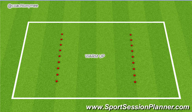 Football/Soccer Session Plan Drill (Colour): Warm Up (10)