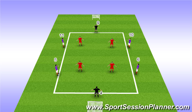 Football/Soccer Session Plan Drill (Colour): 4v4 +2