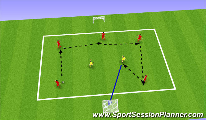 Football/Soccer Session Plan Drill (Colour): 4v2 Rondo