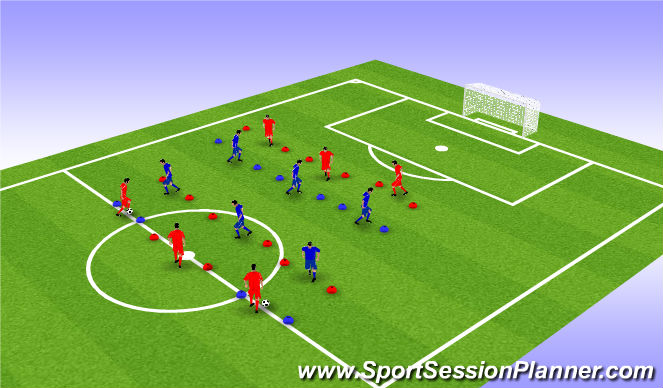 Football/Soccer Session Plan Drill (Colour): Progress into defending