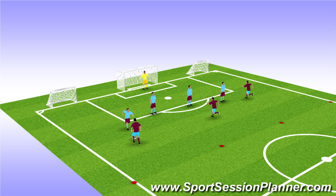 Football/Soccer Session Plan Drill (Colour): 5. 3 vs 4 - finta ella spæl
