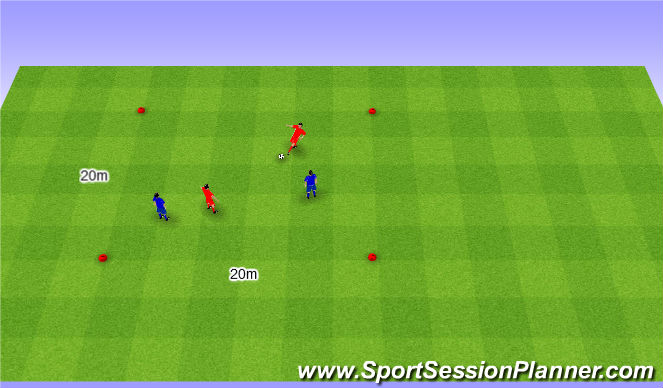 Football/Soccer Session Plan Drill (Colour): 2v2 possesion game. 2v2 na utrzymanie (20')